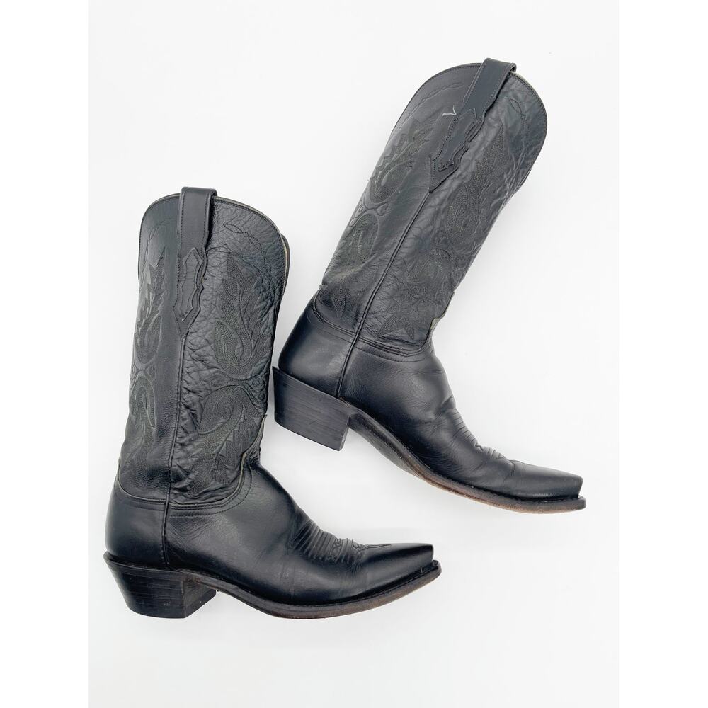 Lucchese 1883 Women’s 8 Black Burnished Buffalo Snip Toe Western Cowgirl Boots - Picture 3 of 11
